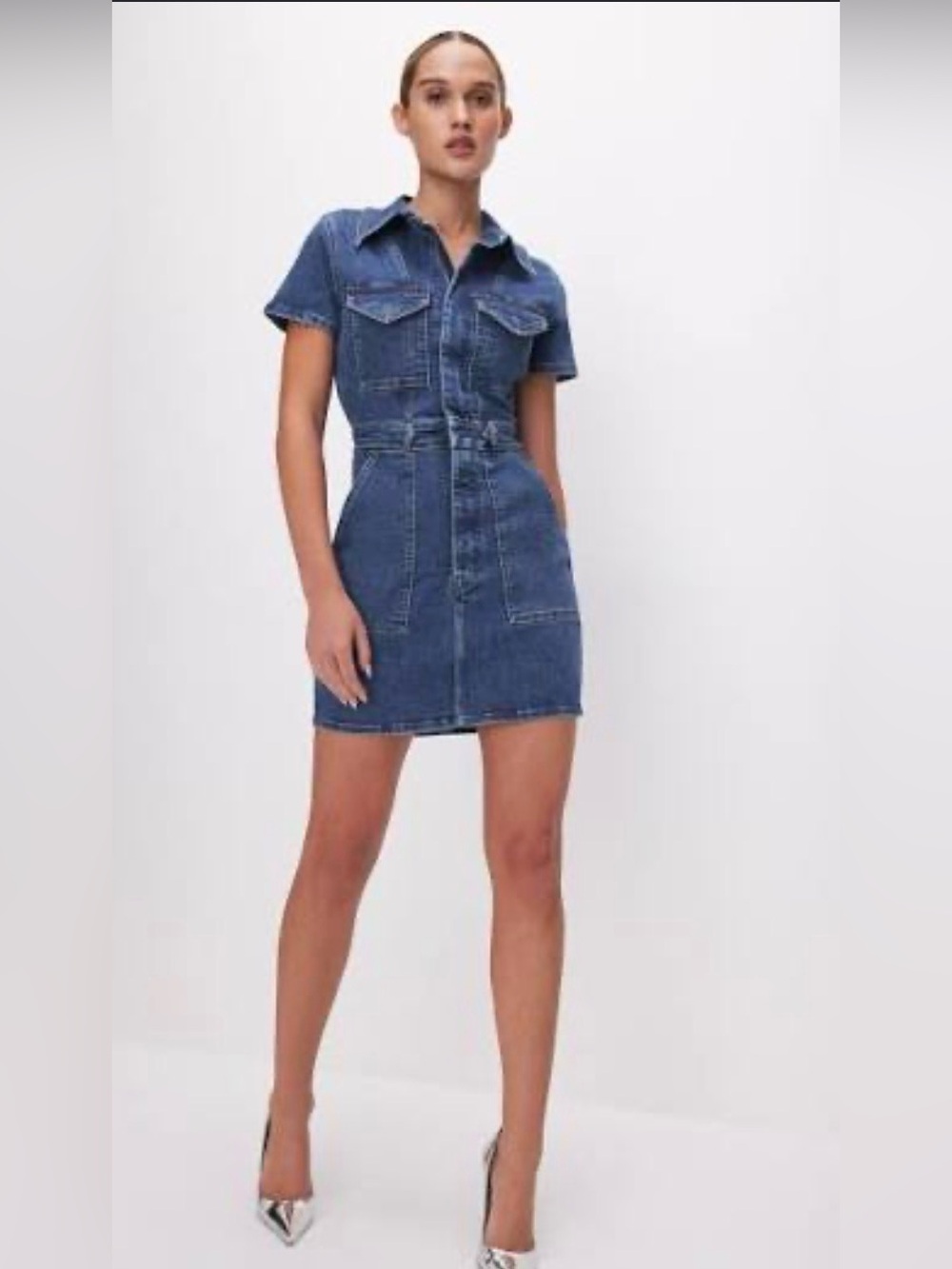 Good American Indigo Denim “Fit for Success” Mini Dress